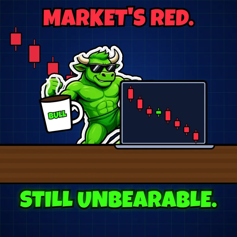 Meme: market's red, still unbearable, coffee